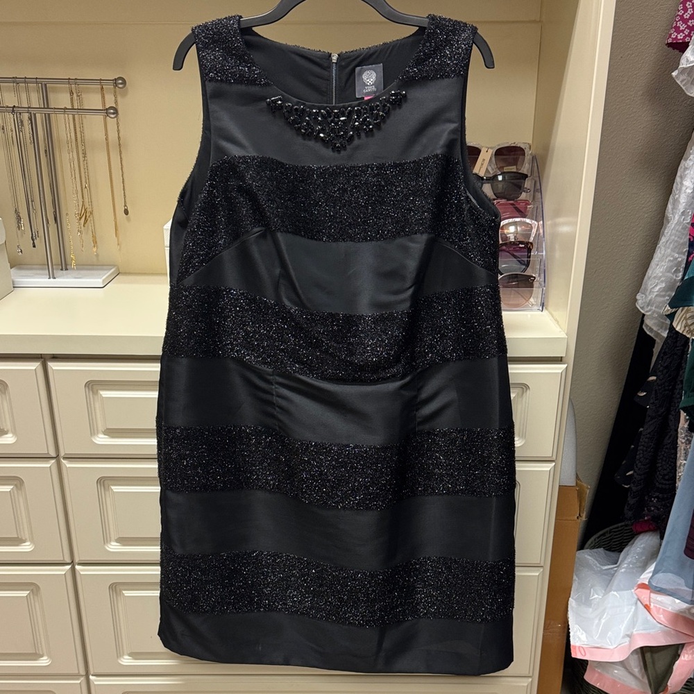 Vince Camuto Black Textured Mini Dress